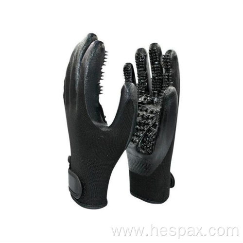 Hespax Pet Grooming Smooth Nitrile Rubber Nubs Gloves